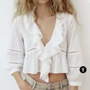 NWT Zara embroidered crop top